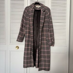 Pink & Black Plaid Trench Coat